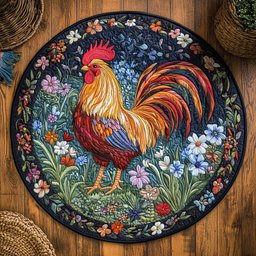 Rooster By Night WY2204029CL Quilted Round Mat