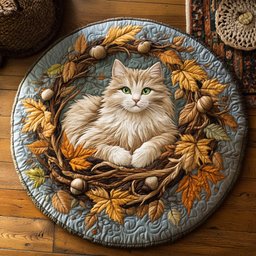 Autumn Cat WY2404002CL Quilted Round Mat