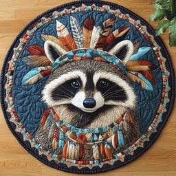 Native Raccoon CM2404032CL Quilted Round Mat