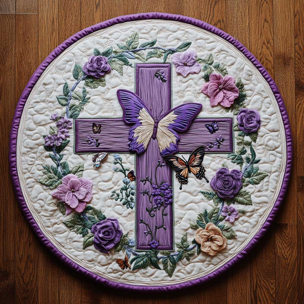 Sacred Cross WN2304022CL Quilted Round Mat