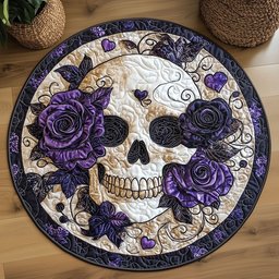 Floral Midnight Requiem WP2304010CL Quilted Round Mat