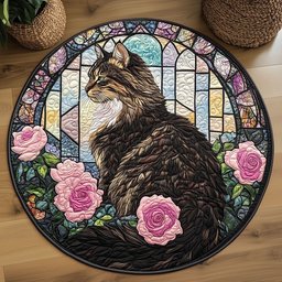 Elegant Feline WP2304008CL Quilted Round Mat