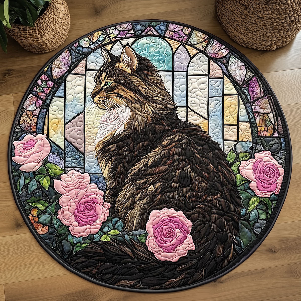 Elegant Feline WP2304008CL Quilted Round Mat