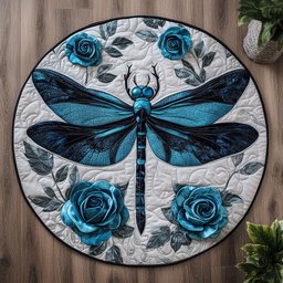 Turquoise Dragonfly CM2304029CL Quilted Round Mat