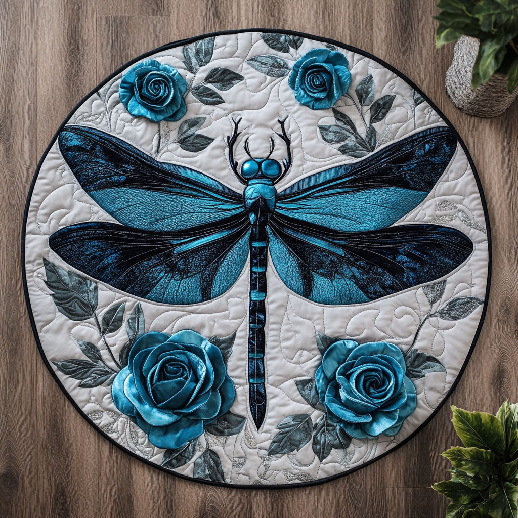 Turquoise Dragonfly CM2304029CL Quilted Round Mat