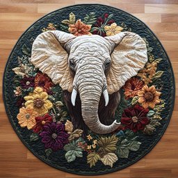 Romantic Elephant CQ2404019CL Quilted Round Mat