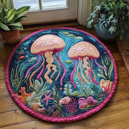 Float in the Blue CM2404045CL Quilted Round Mat