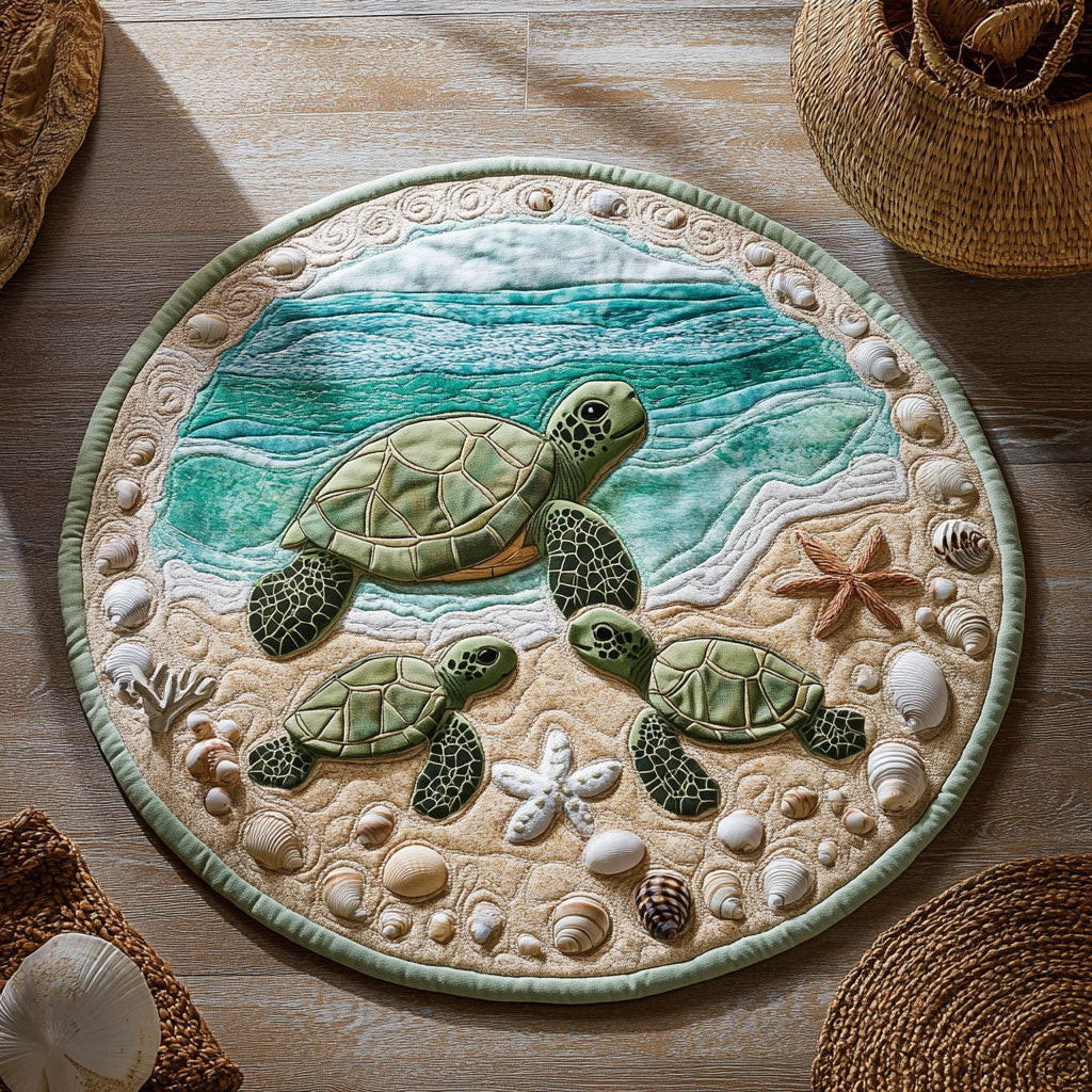 Turtle Family WY2304049CL Quilted Round Mat