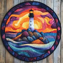 Lighting Your Road CP2304016CL Quilt Round Mat