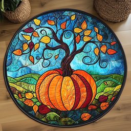 Magical Pumpkin WP2304013CL Quilted Round Mat