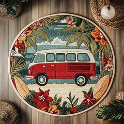 Adventure Van WN2304015CL Quilted Round Mat