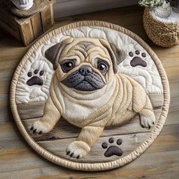 Cute Pug CP2104005CL Quilt Round Mat