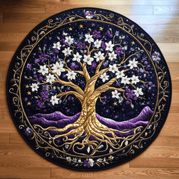 Night Flower Tree WY2804012CL Quilted Round Mat