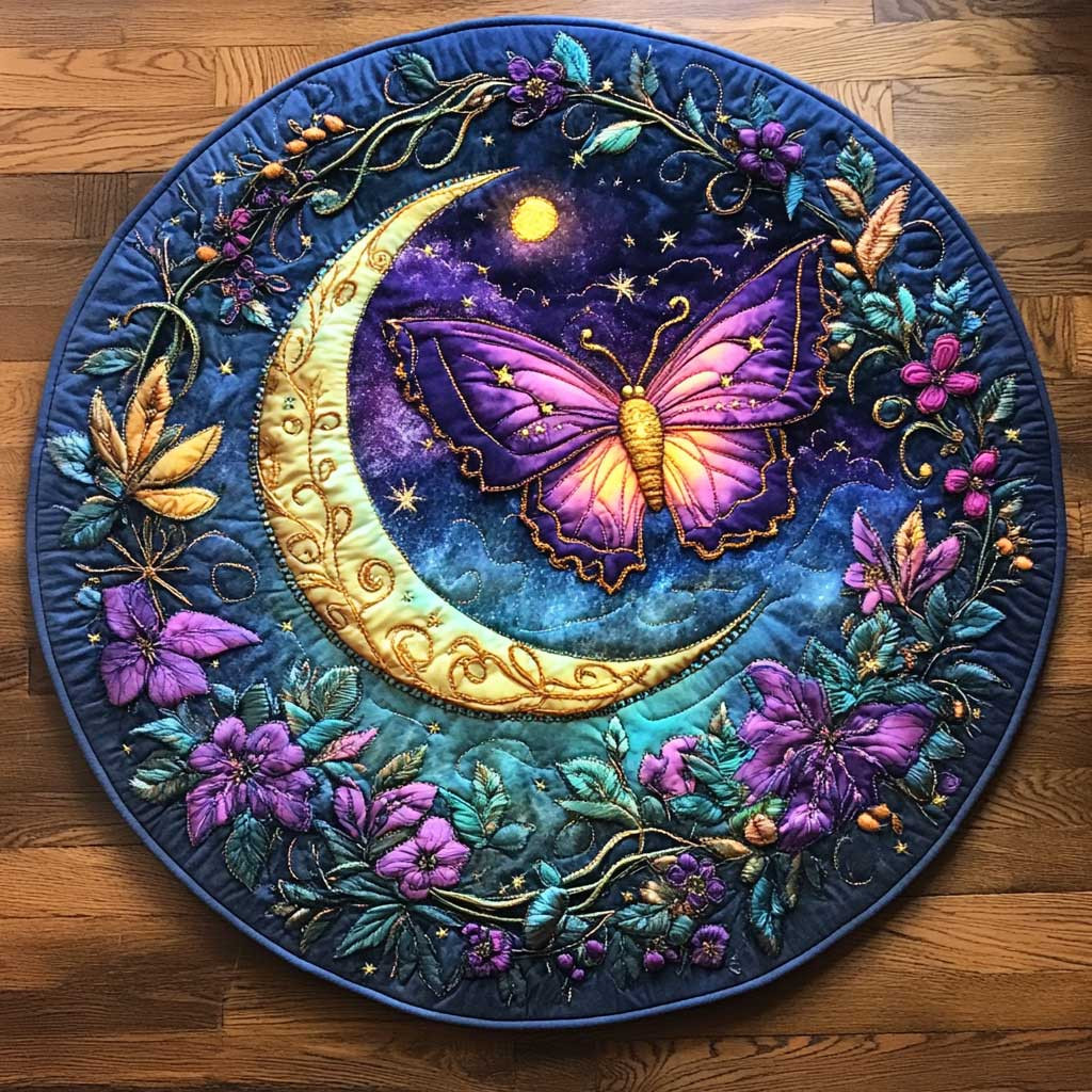 Moonlight Butterfly WN2504031CL Quilted Round Mat