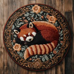 Red Panda Nest WN2504038CL Quilted Round Mat