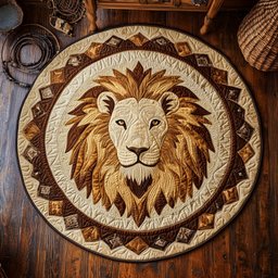 Mandala Lion WY2504014CL Quilted Round Mat