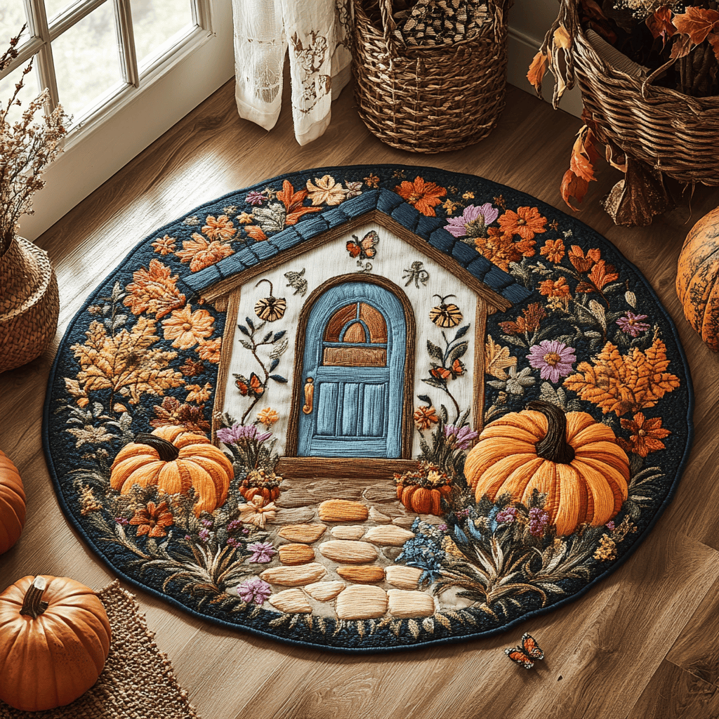 Pumpkin House WY2804016CL Quilted Round Mat