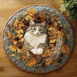 Furry Fall CM2504001CL Quilted Round Mat