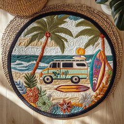 Van Life Adventure WN2304029CL Quilted Round Mat