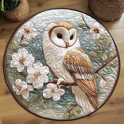 Floral Wisdom Owl WP2304011CL Quilted Round Mat