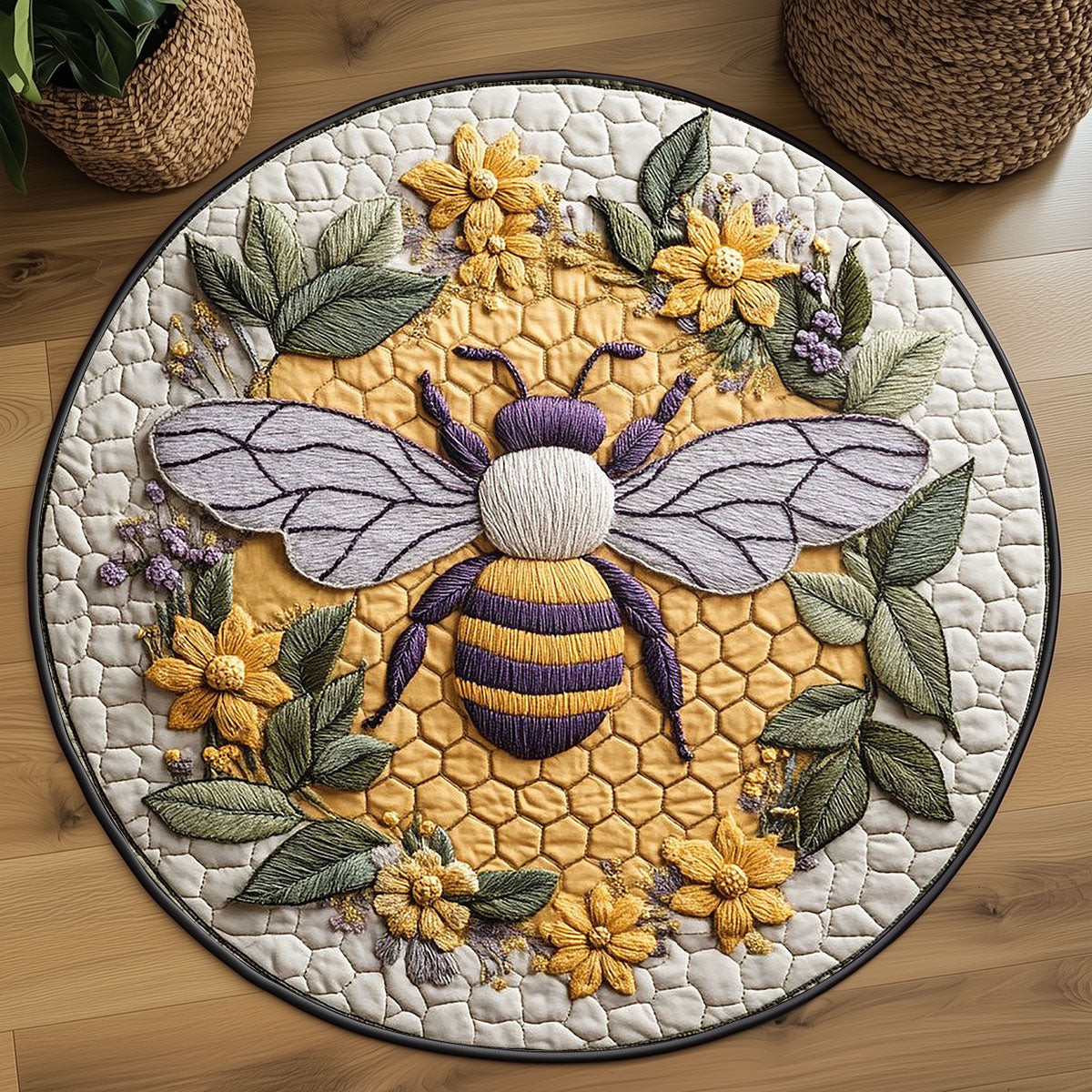 Bee Honeycomb WP2204009CL Quilted Round Mat