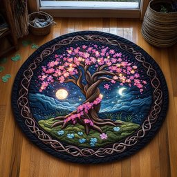Midnight Purple Tree WY2504015CL Quilted Round Mat