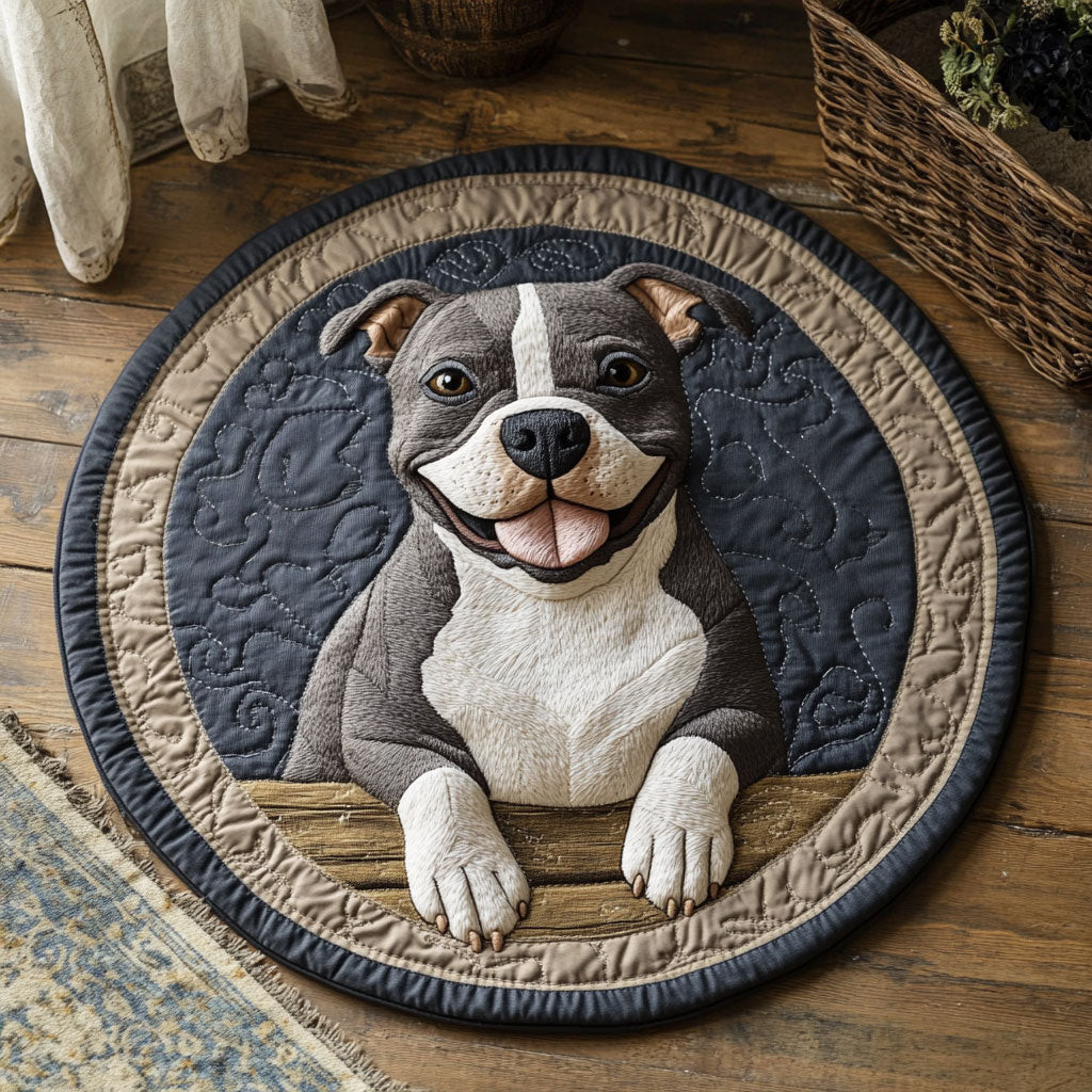 Playful Pitbull CP2104003CL Quilt Round Mat