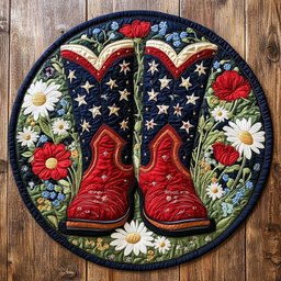 Star Spangled Garden WP2304022CL Quilted Round Mat