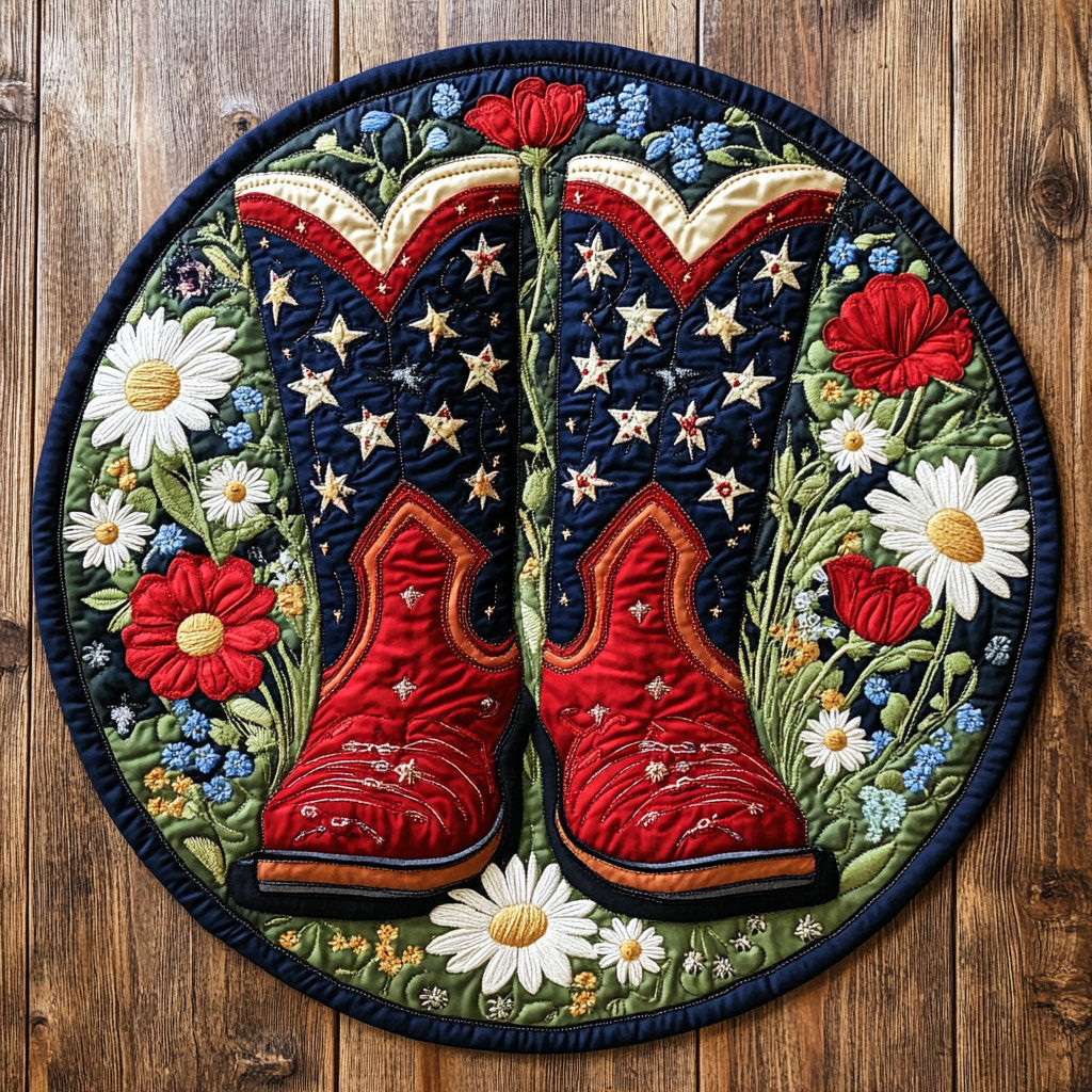 Star Spangled Garden WP2304022CL Quilted Round Mat