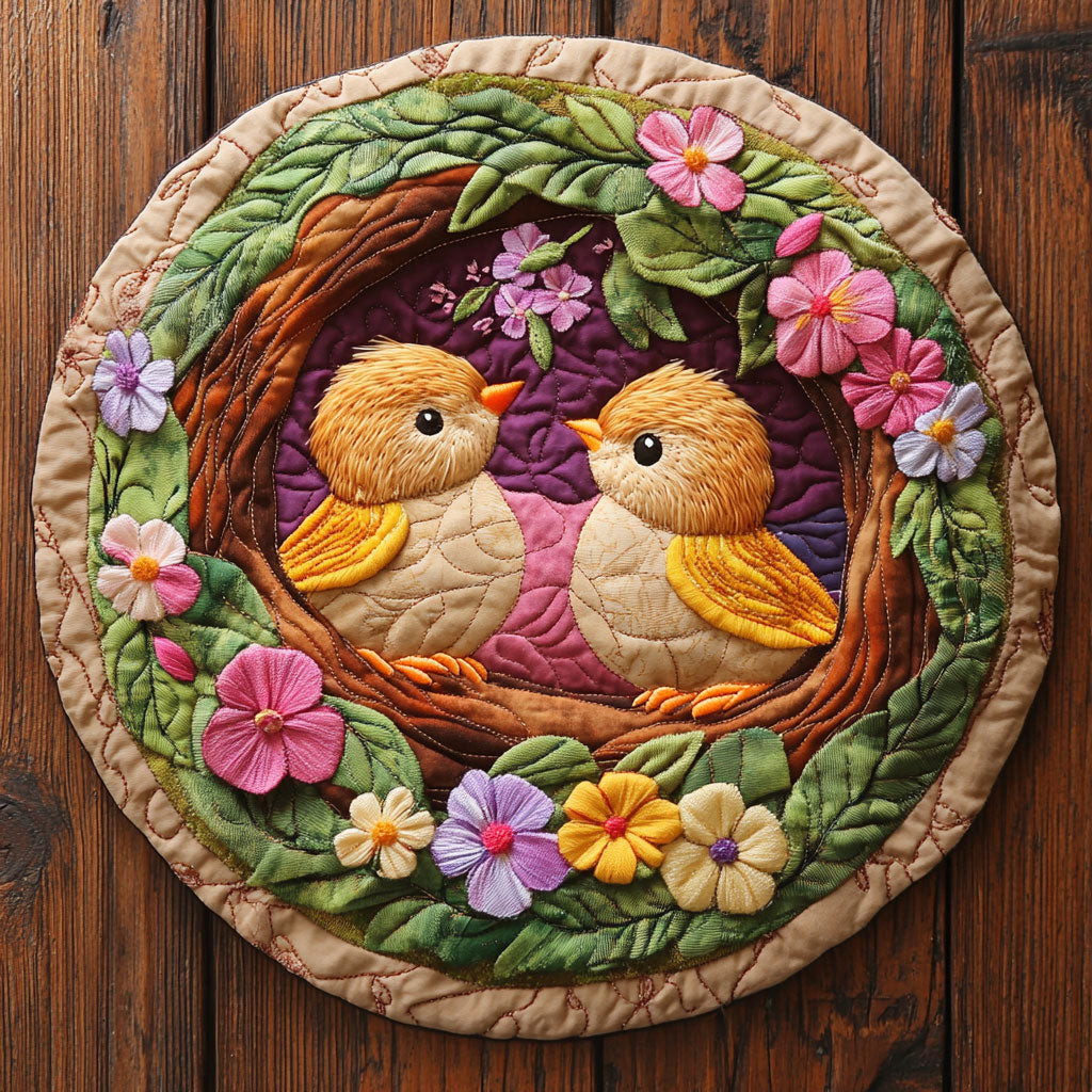 Baby Birds Nestled WJ1804029CL Quilted Round Mat
