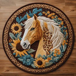 Floral Horse WN2404007CL Quilted Round Mat