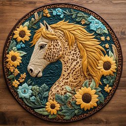 Wildflower Horse WN2404030CL Quilted Round Mat