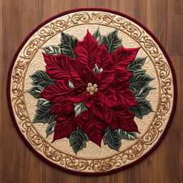Velvet Poinsettia WY2804020CL Quilted Round Mat