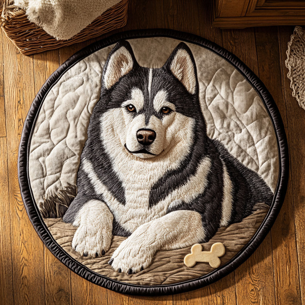 Charming Husky CP2104007CL Quilt Round Mat