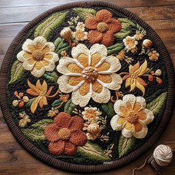 Vibrant Flower CP2004181CL Quilt Round Mat
