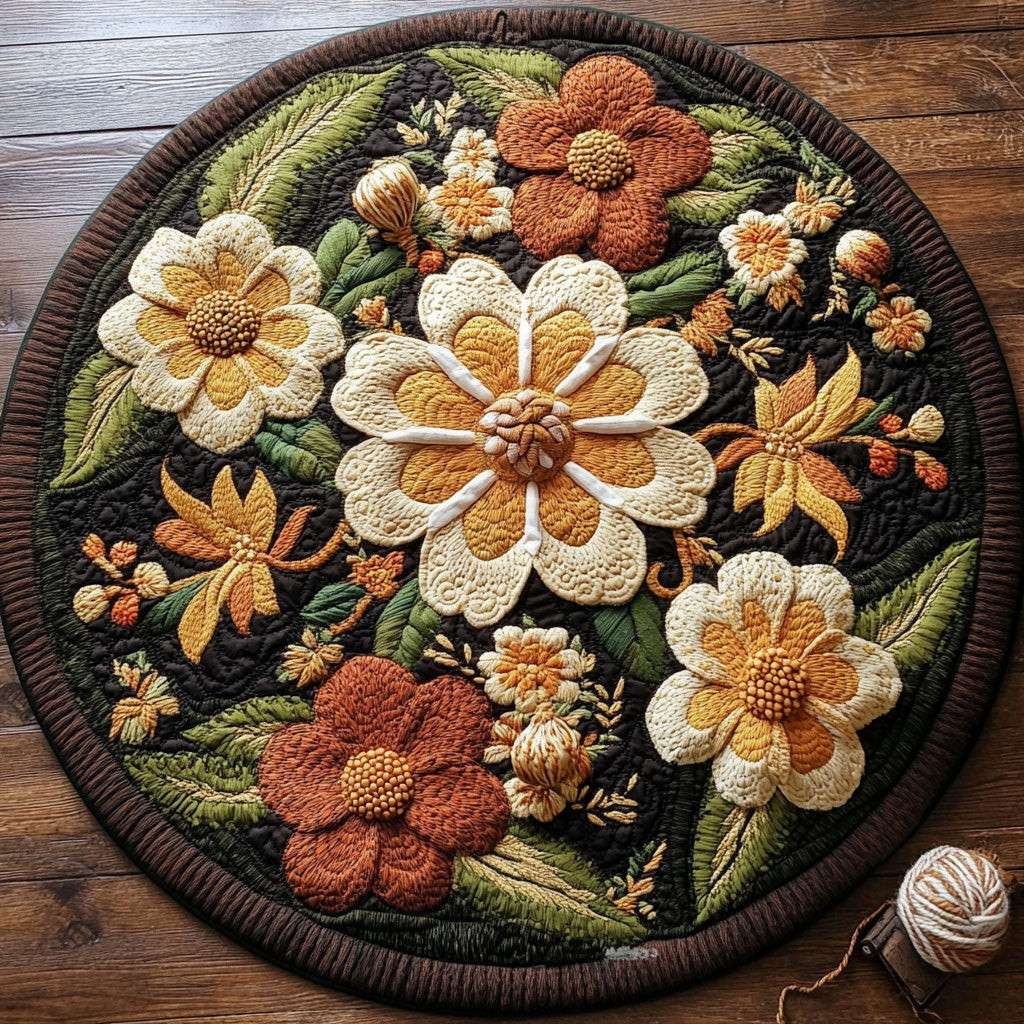 Vibrant Flower CP2004181CL Quilt Round Mat