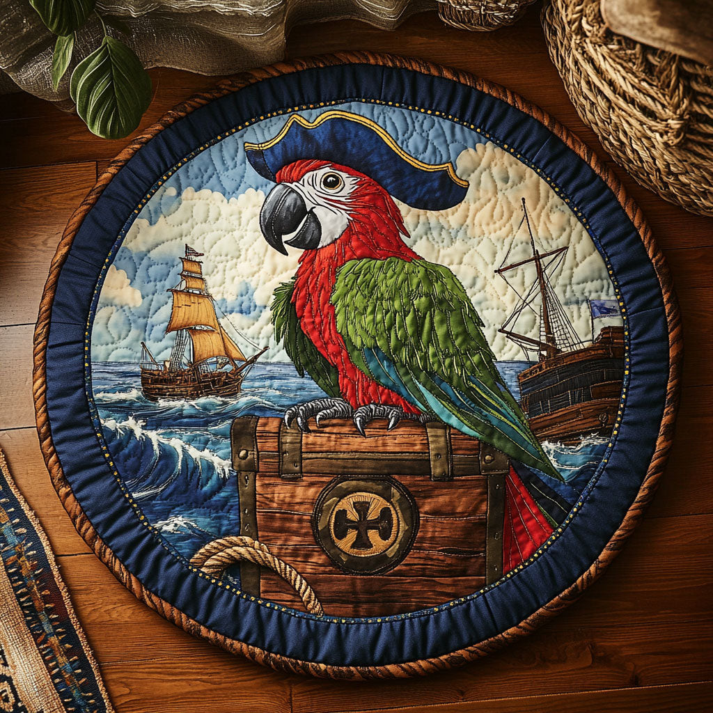 Pirate Parrot WY2504020CL Quilted Round Mat