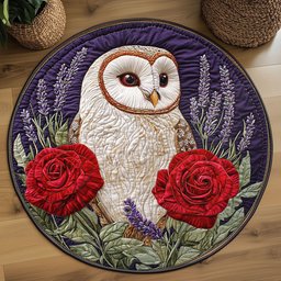 Red Rose Owl WP2204054CL Quilted Round Mat