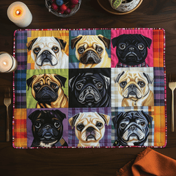 Colorful Baby Pugs Quilted Place Mat NCU0TH161
