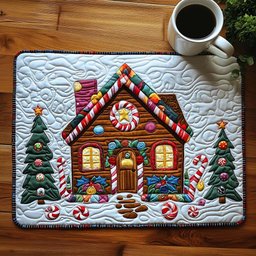 Gingerbread Cottage Quilted Placemat NCU0NT816