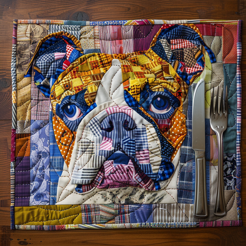 Bulldog Nap Time Quilted Place Mat NCU0DV4230
