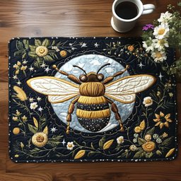 Starlit Garden Bee Quilted Placemat NCU0NT4376