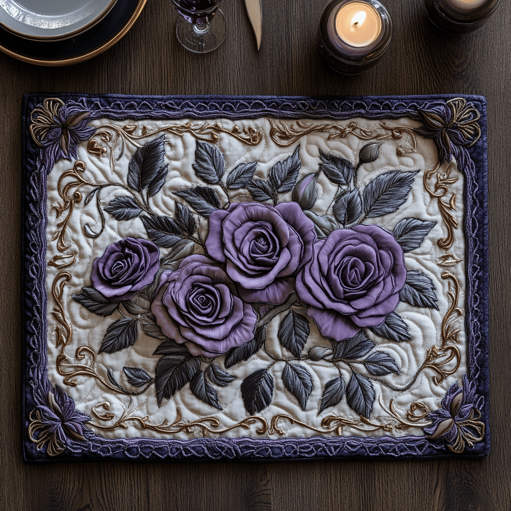 Mystic Violet Rose Quilted Place Mat NCU0DV3804