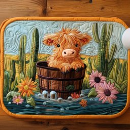 Desert Bucket Cow Quilted Placemat NCU0NT4348