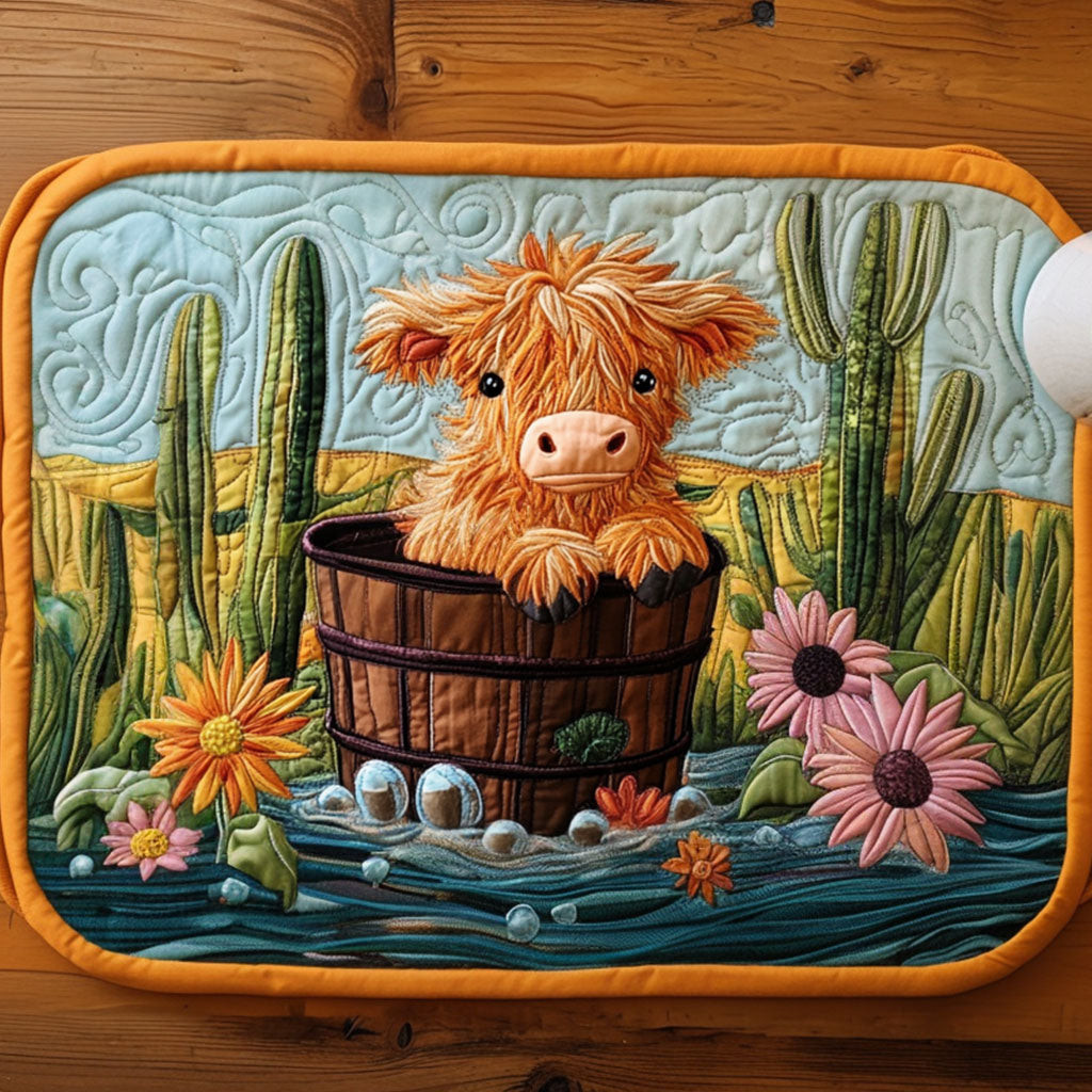 Desert Bucket Cow Quilted Placemat NCU0NT4348