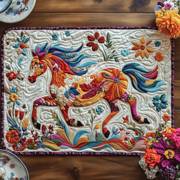 Artistic Horse-Themed Quilted Place Mat NCU0PD455