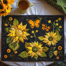 Butterflies Among Sunflowers Quilted Placemat NCU0TL095