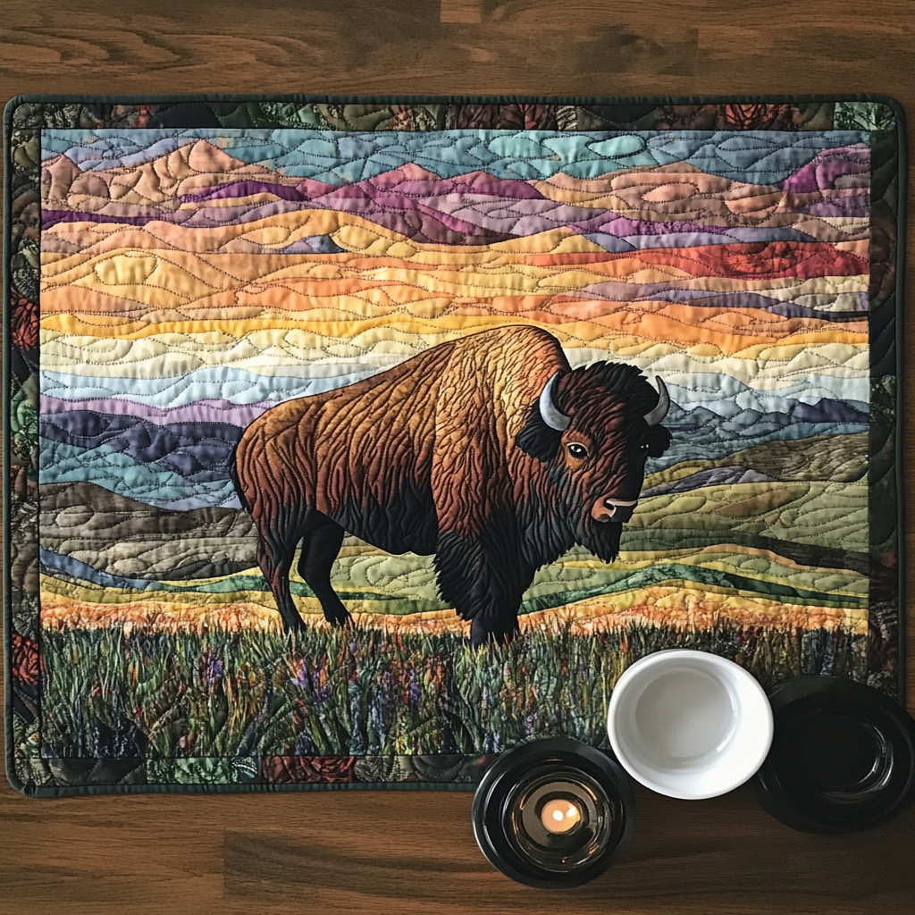 Bison Adventure Quilted Place Mat NCU0VH4709
