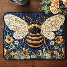 Midnight Honeybee Quilted Placemat NCU0NT4368