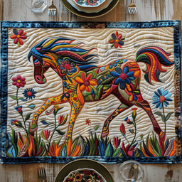 Colorful Galloping Horse Quilted Place Mat NCU0PD266